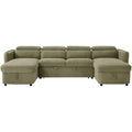 U-Shaped Corner Sofa Bed in Green Upholstery with 2-Person Delivery and In-Room Assembly
